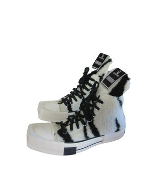 CONVERSE 2023 Rick Owens Dark Shadow Collab Unisex Zebra 6.5 Faux Shearling Shoe